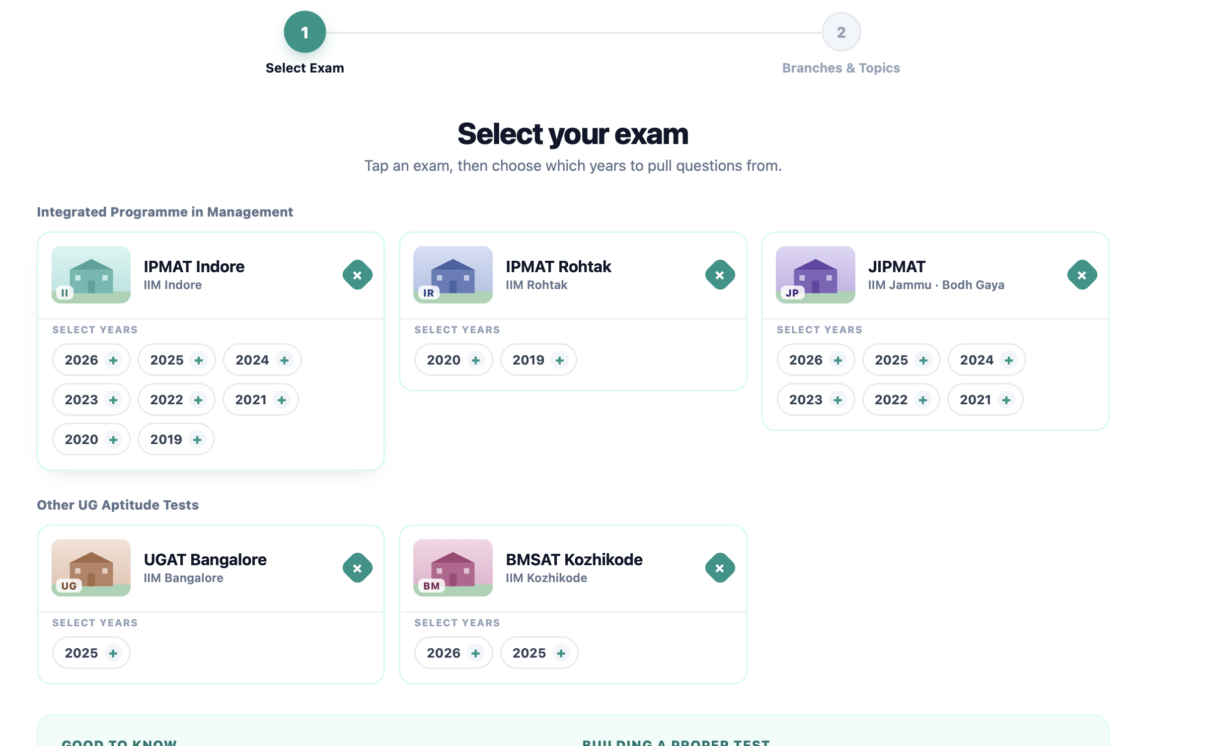 Build your own PYP test — screenshot