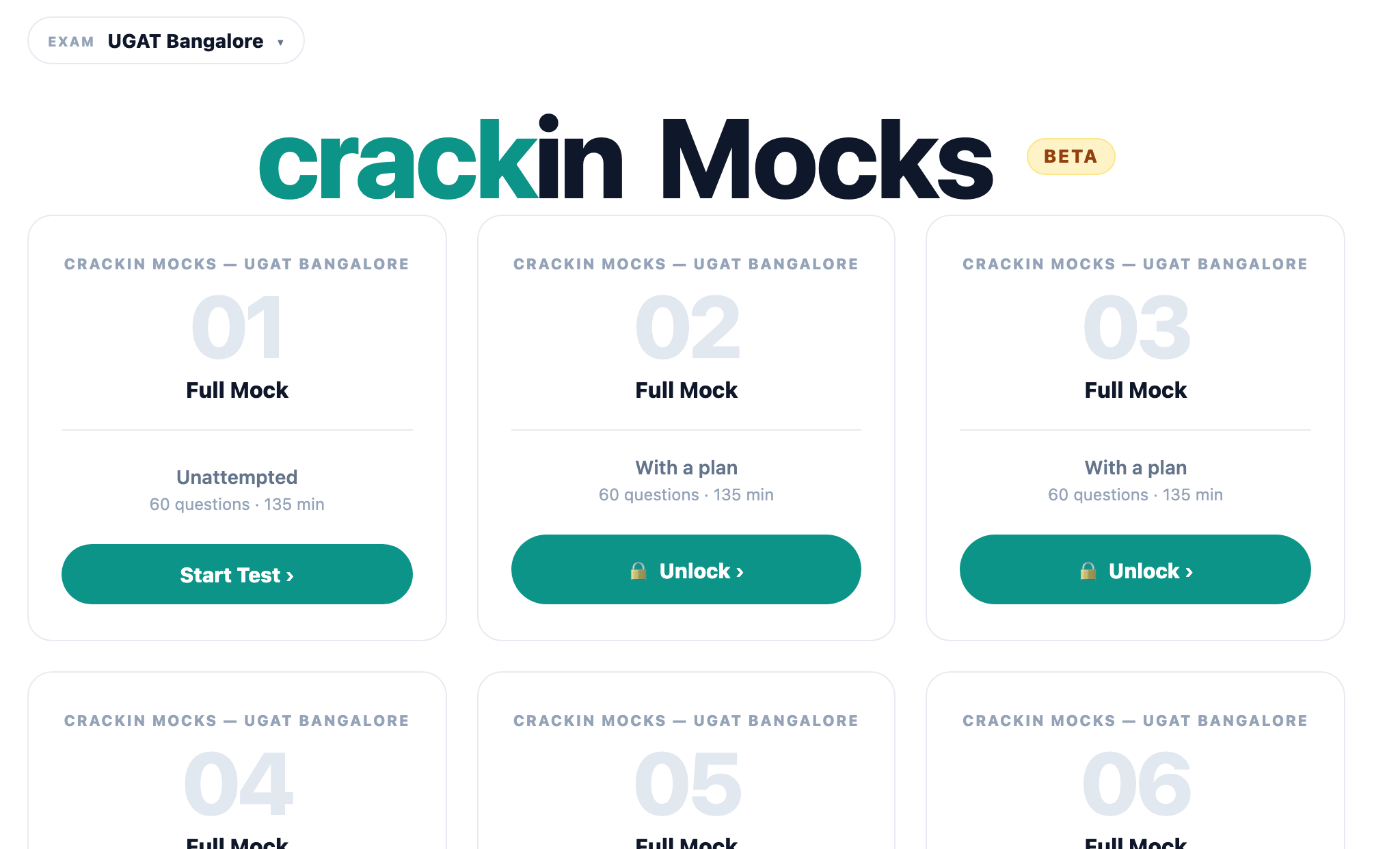 UGAT mocks, exactly like exam day — screenshot