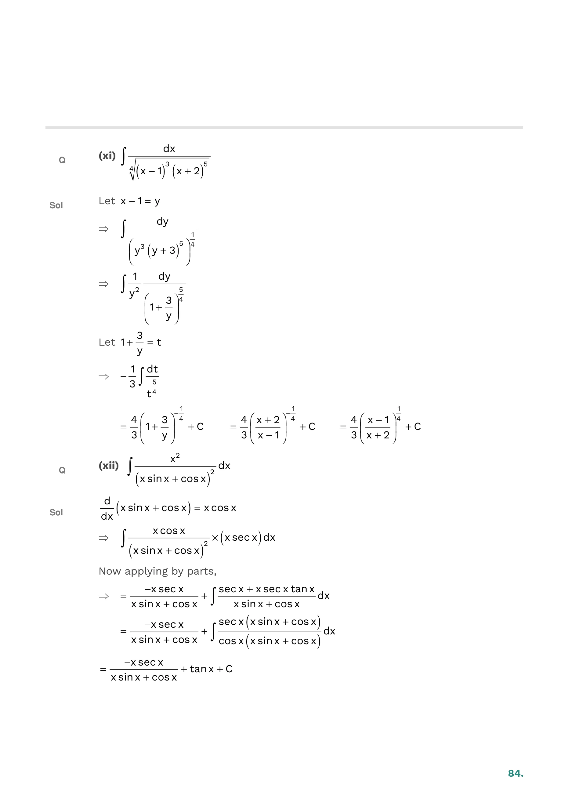 Indefinite Integration — page 84